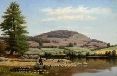 Alfred Ordway Fishing on Fairlee Pond Sweden oil painting art